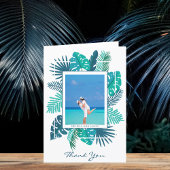 Botanische Leaf Bruiloft Pas getrouwd Foto Gevouwe Bedankkaart