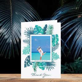 Botanische Leaf Bruiloft Pas getrouwd Foto Gevouwe Bedankkaart