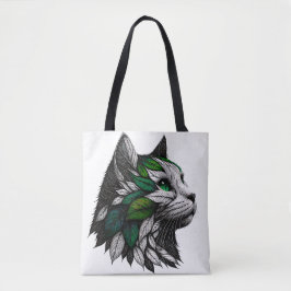 Botanische Leaf Cat illustratie artwork Tote Bag