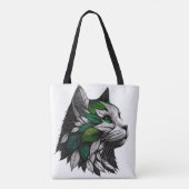 Botanische Leaf Cat illustratie artwork Tote Bag (Achterkant)