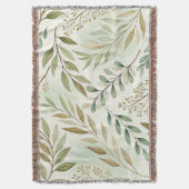 Botanische Leaf Patroon Gooi Deken – Zacht Groen (Voorkant Verticaal)