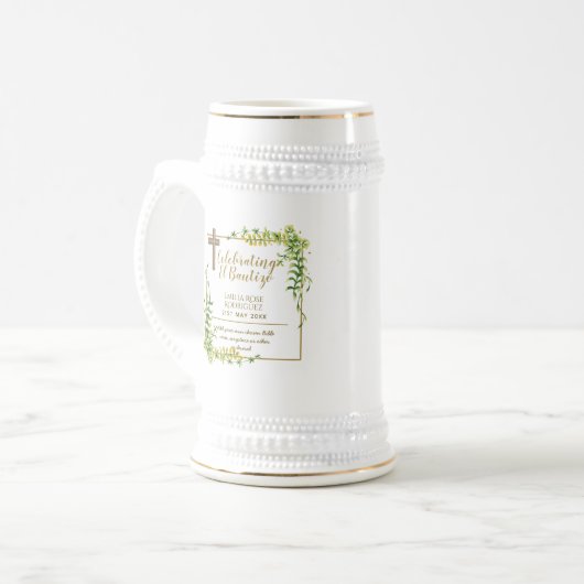 Botanische LeafBautizo Bautismo Baptism Name Verse Bierpul (Voorkant links)