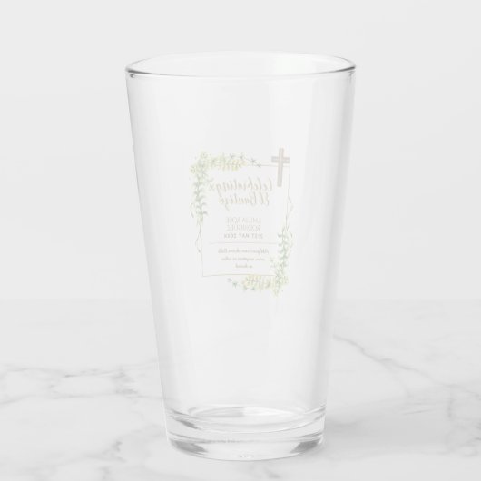 Botanische LeafBautizo Bautismo Baptism Name Verse Glas (Achterkant)