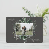 Botanische Leafy Greenery Photo Lijst Save the Dat (Staand voorkant)