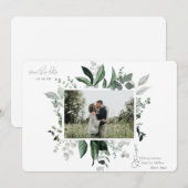 Botanische Leafy Greenery Photo Lijst Save the Dat (Voorkant / Achterkant)