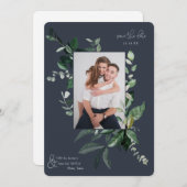 Botanische Leafy Greenery Photo Lijst Save the Dat (Voorkant / Achterkant)