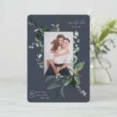 Botanische Leafy Greenery Photo Lijst Save the Dat (Staand voorkant)