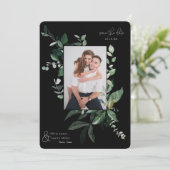 Botanische Leafy Greenery Photo Lijst Save the Dat (Staand voorkant)