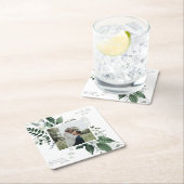 Botanische Leafy Greenery Photo Lijst Save the Dat Kartonnen Onderzetters (Insitu)