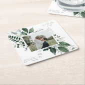 Botanische Leafy Greenery Photo Lijst Save the Dat Kartonnen Onderzetters (Schuin)