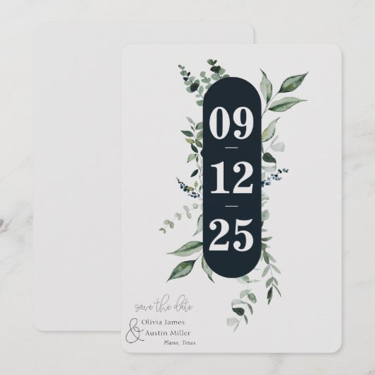 Botanische Leafy Greenery Save the Date (Voorkant / Achterkant)