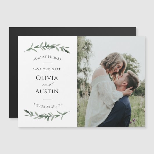 Botanische Leafy Greenery Save the Date (Voorkant / Achterkant)
