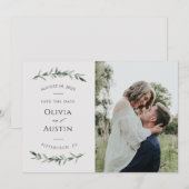 Botanische Leafy Greenery Save the Date (Voorkant / Achterkant)