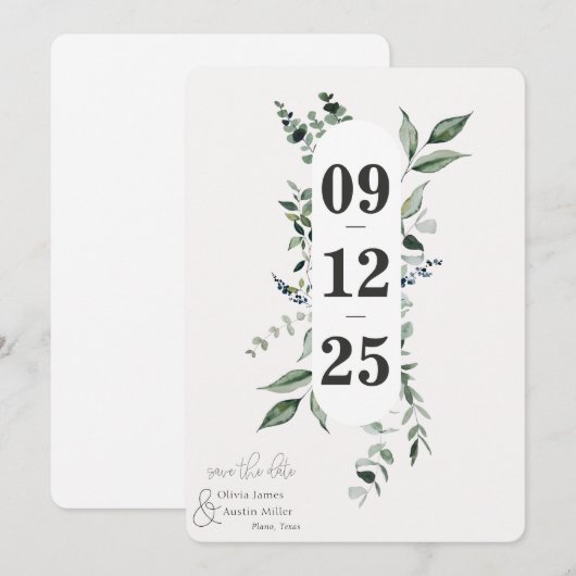Botanische Leafy Greenery Save the Date (Voorkant / Achterkant)