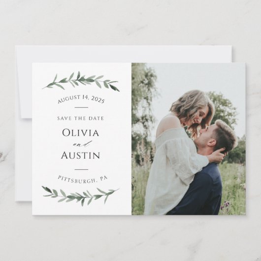 Botanische Leafy Greenery Save the Date (Voorkant)