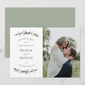 Botanische Leafy Greenery Save the Date (Voorkant / Achterkant)