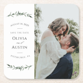Botanische Leafy Greenery Save the Date Kartonnen Onderzetters