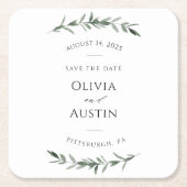 Botanische Leafy Greenery Save the Date Kartonnen Onderzetters (Voorkant)