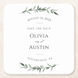 Botanische Leafy Greenery Save the Date Kartonnen Onderzetters