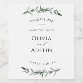 Botanische Leafy Greenery Save the Date Wijn Etiket (Enkel label)