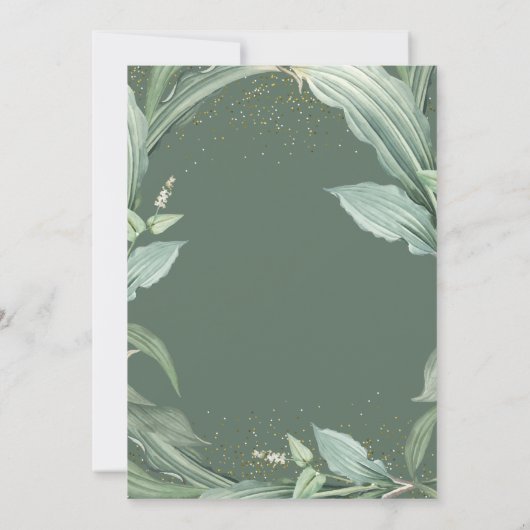 Botanische Leaves Gold Script Graduparty Kaart (Achterkant)