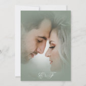 Botanische Leaves Jade Foto Monogram Weddenschap U Kaart (Achterkant)