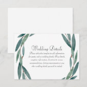 Botanische lef Wreath Weddenschappen Receptie Deta Kaart (Voorkant / Achterkant)