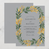 Botanische Leiste Mosterdblad Bruiloft Kaart (Voorkant / Achterkant)