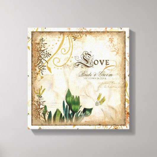 Botanische Lelie Lelies Liefde Bruiloft Gepersonal Canvas Afdruk (Voorkant)