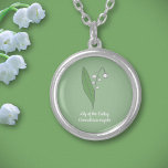 Botanische Lelie van de Vallei Bloem Ketting<br><div class="desc">Een groen ketting met een botanische lelie van de vallei bloemenillustratie in pastelkleuren (Convallaria majalis) en een aanpasbare tekst: perfect voor een verjaardagscadeau. Lelie van de Vallei is de meibloem,  de bloem van Stier en is symbolische betekenissen van liefde,  geluk,  puurheid,  moederschap en nederigheid.</div>