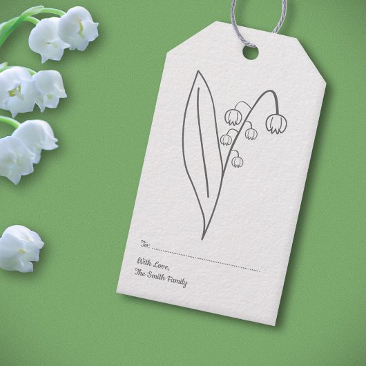 Botanische Lelie van de Vallei Pastel Bloem Cadeaulabel