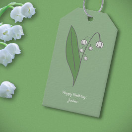Botanische Lelie van de Vallei Pastel Bloem Cadeaulabel