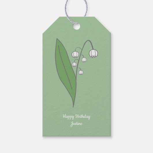 Botanische Lelie van de Vallei Pastel Bloem Cadeaulabel (Voorkant)