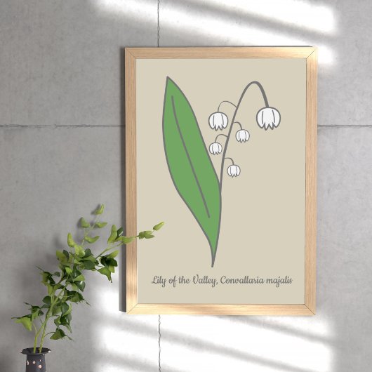 Botanische Lelie van de Vallei Pastel Bloem Poster