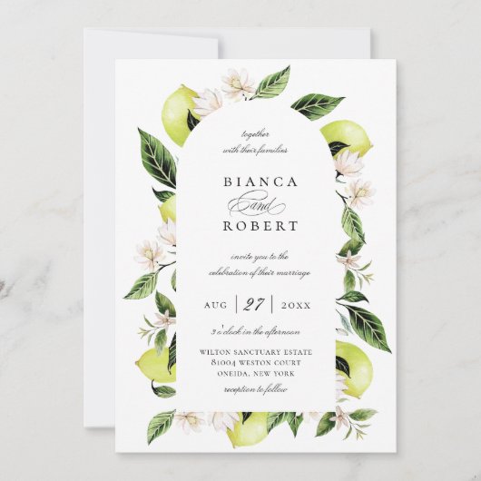 Botanische Lemon Arch Lijst bruiloft uitnodiging (Voorkant)