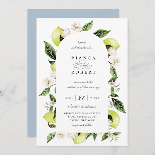 Botanische Lemon Arch Lijst Weddenschap Kaart (Voorkant / Achterkant)