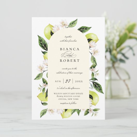 Botanische Lemon Arch Lijst Weddenschap Kaart (Staand voorkant)