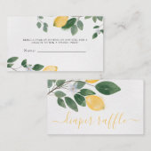 Botanische Lemon Baby shower Diaper Raffle Informatiekaartje (Voorkant / Achterkant)