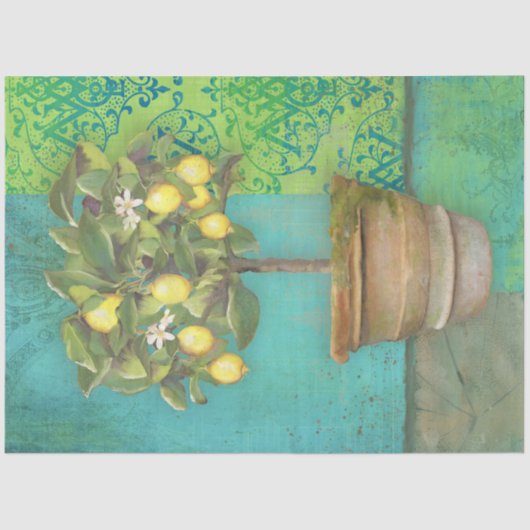 Botanische Lemon BOHO  Ephemera-ontkoppeling Tissuepapier (Voorkant)