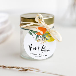 Botanische lemon en Oranje bruiloft Dank je wel Bedankjes Labels