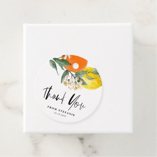Botanische Lemon en Oranje Dagen Dank je wel Bedankjes Labels (In situ)