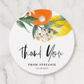 Botanische Lemon en Oranje Dagen Dank je wel Bedankjes Labels (Voorkant)