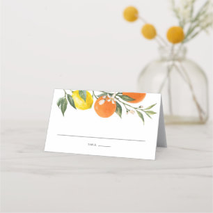 Botanische Lemon en Oranje Garland Summer Wedding Plaatskaartje