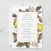 Botanische Lemon Leaves Wedding Kaart (Voorkant)