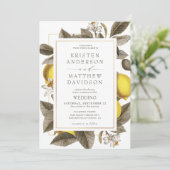 Botanische Lemon Leaves Wedding Kaart (Staand voorkant)