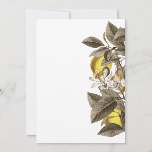 Botanische Lemon Leaves Wedding Kaart (Achterkant)