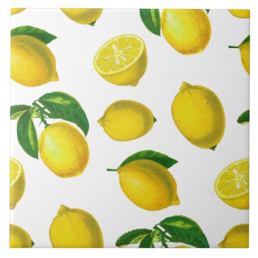  Botanische Lemon Print Keramische Tegel Tegeltje (Voorkant)