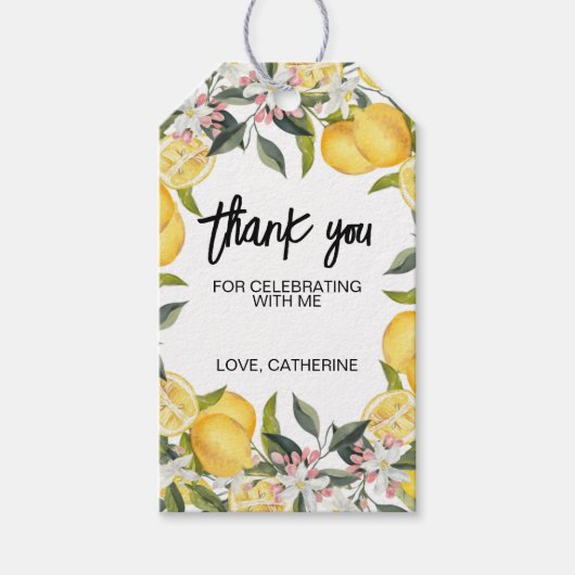 Botanische Lemon Tuin Zomer Verjaardagscadeau Labe Cadeaulabel (Voorkant)