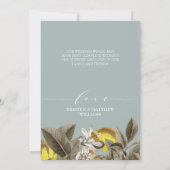  botanische Lemon Wedding Dusty Blue foto Bedankkaart (Achterkant)