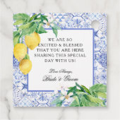 Botanische Lemon Wreath Blue White Farmhouse Tegel Bedankjes Labels (Achterkant)